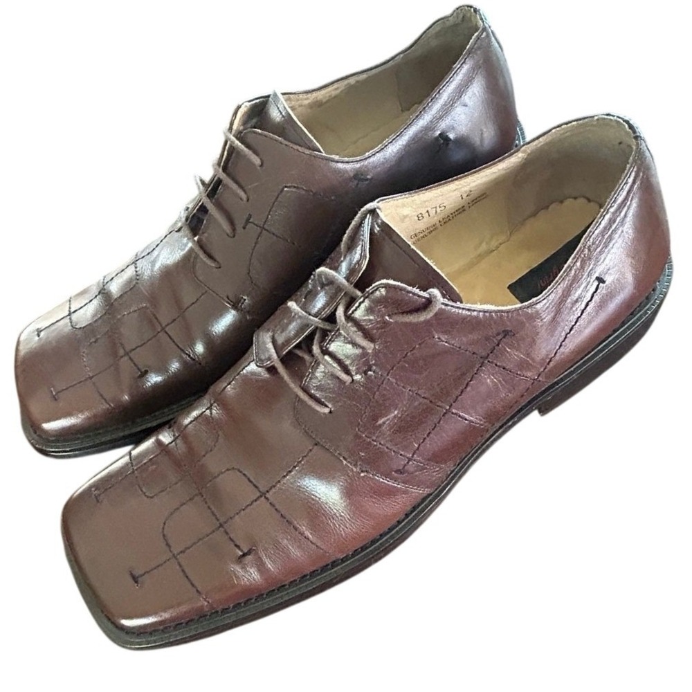 Umberto‎ Pellegrini Leather Men's Dress Shoes Brown Stitching Embroidery Size 12